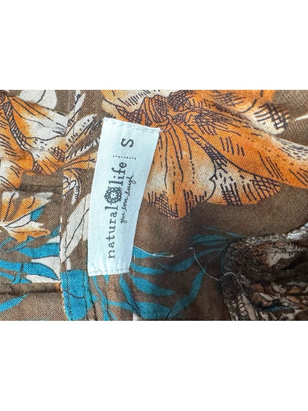 NATURAL LIFE Women’s Small Brown and Teal Floral Tiered Midi Maxi Dress Boho - Picture 3 of 10